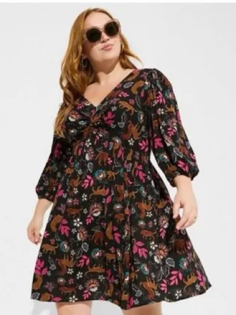 Torrid Leopard Floral Twist Front Dress Size 3
